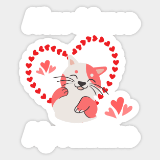 Khao Manee Is My Valentine - Gift For Khao Manee Cat Breed Owners Sticker